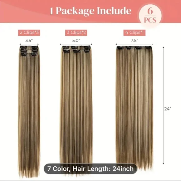 [Clip-In Hair Extensions] Thick Long Straight Clip-In Hair Extensions for Women - Picture 2 of 5